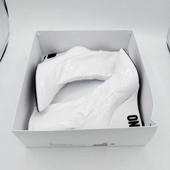 Moschino Women's Patent-Leather Pointed Toe Wedge Ankle Boots - Picture 13 of 14